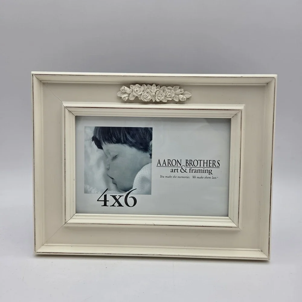 Aaron Brothers Cream distressed Ornate Picture Frame 4